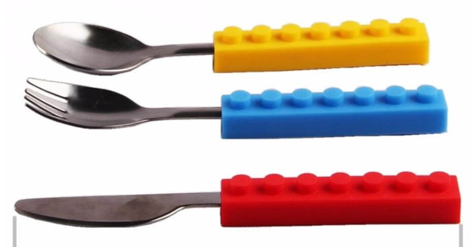 Build & Bite: 3PCS Brick Cutlery Set
