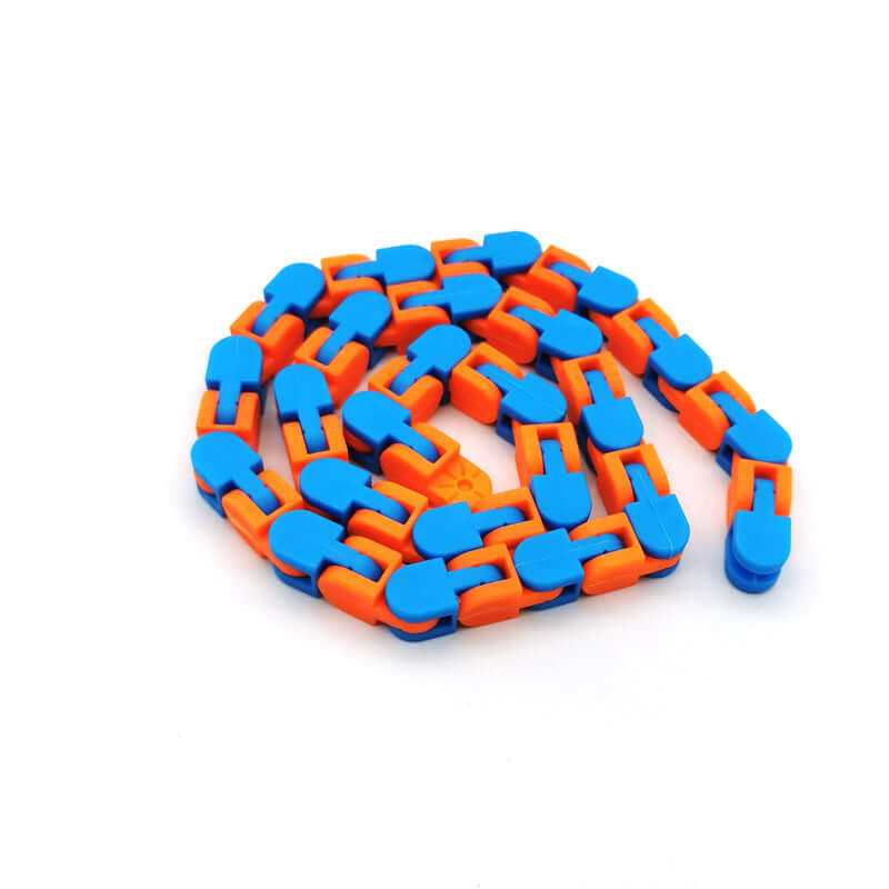 Colorful fidget chain toy made of durable plastic, designed for tactile engagement and stress relief.