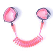 Child safety wristband with adjustable straps and spring coil for secure anti-lost use in crowded places.