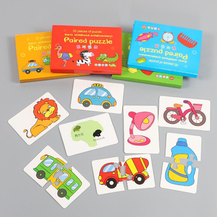 Colorful early learning matching puzzles for kids with cartoon designs, enhancing cognitive and problem-solving skills.