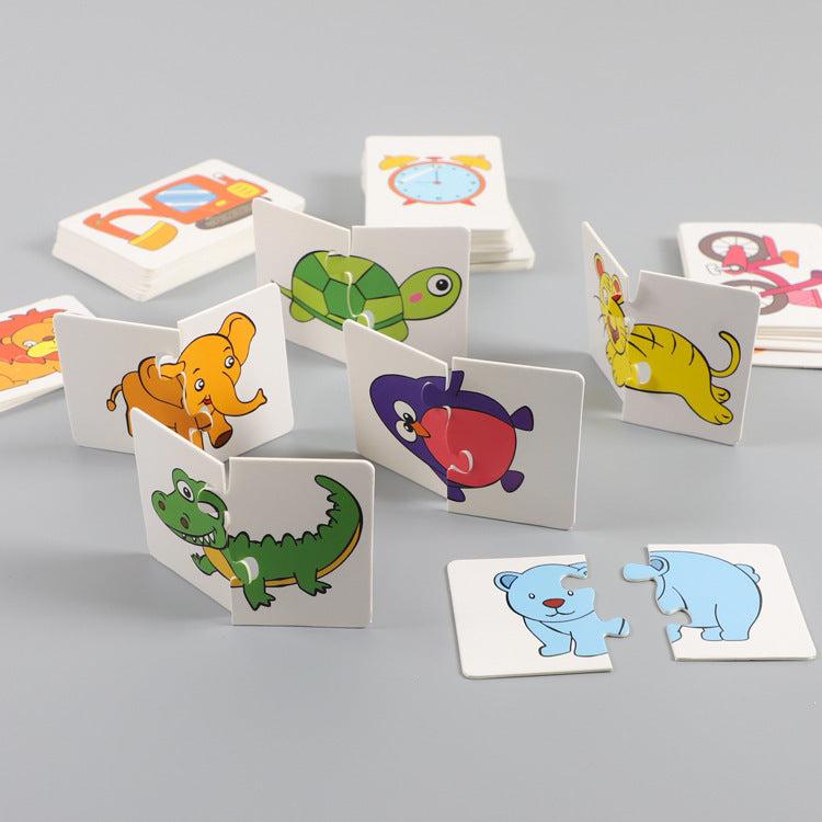 Colorful cartoon animal matching puzzles for kids, enhancing cognitive and problem-solving skills through fun play.