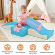 Toddlers playing on Colourful Soft Climbing Foam Playset 6-in-1, safe, non-toxic, and fun for developing motor skills.