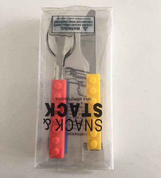 Build & Bite: 3PCS Brick Cutlery Set