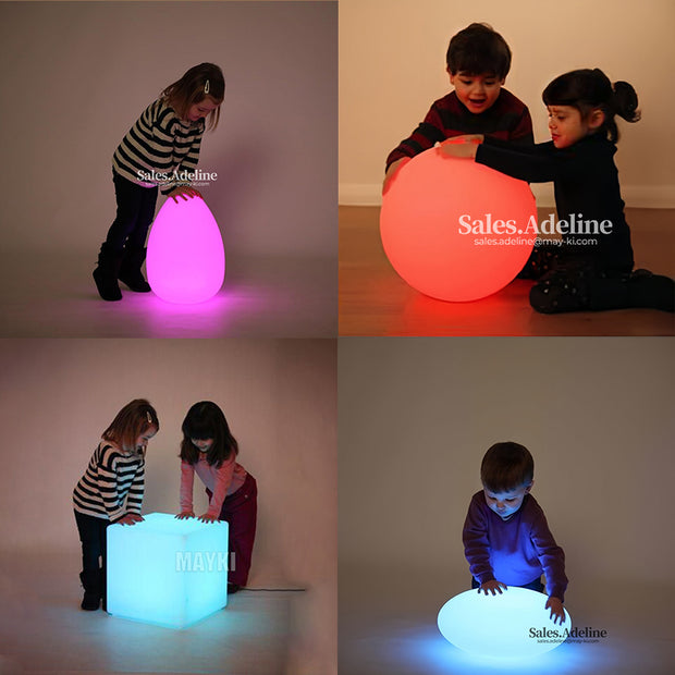 LED Sensory Mood Light Set – Cube, Ball, Egg & Pebble