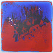 Colorful abstract art featuring swirling patterns of red, blue, and black, reminiscent of liquid movement.