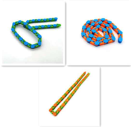 Fidget Chain in vibrant colors, made of high-quality plastic for stress relief and endless fun.