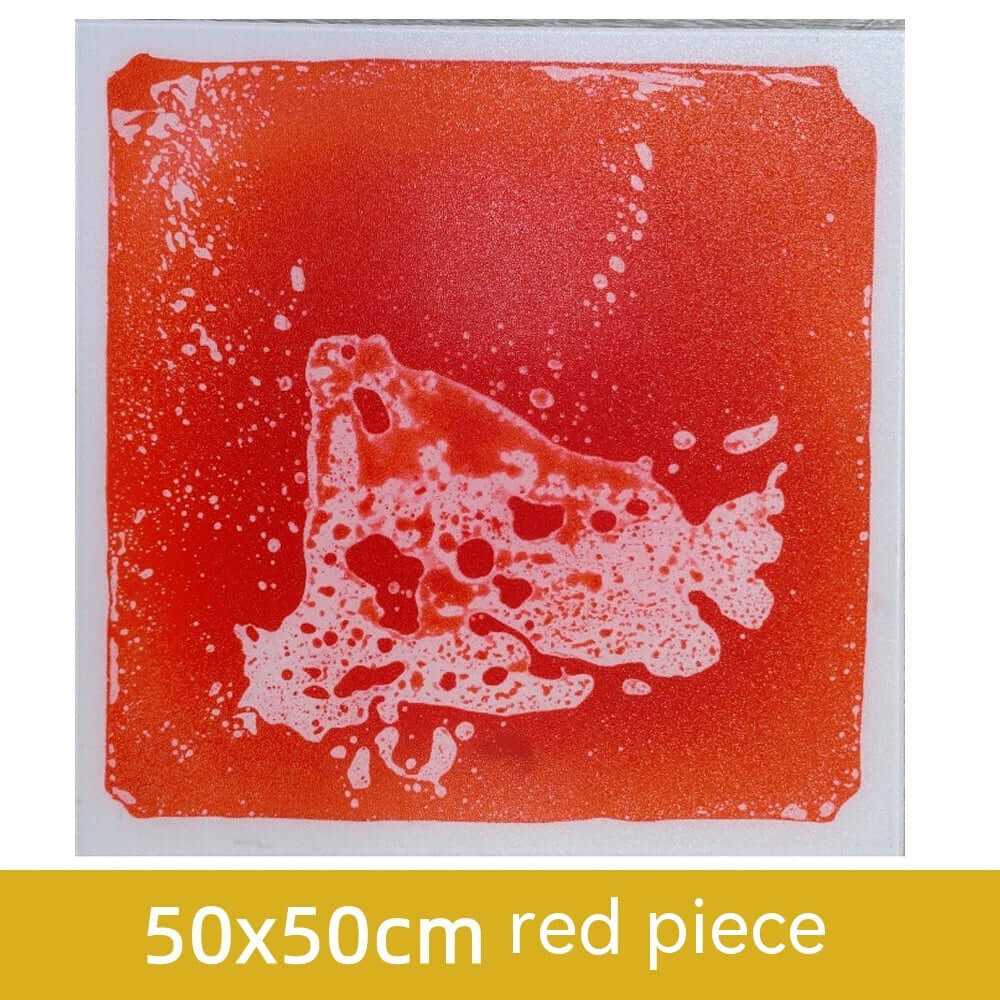 50x50cm red sensory liquid tile with swirling patterns for early education sensory development.